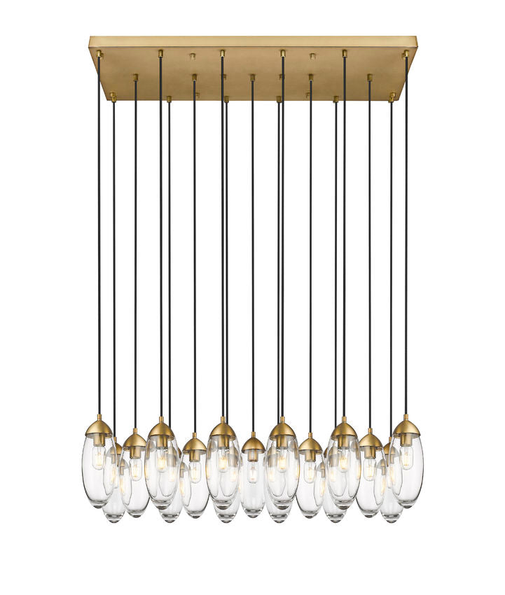 Z-Lite Arden 18" 17-Light Rubbed Brass Clear Glass Shade Linear Chandelier