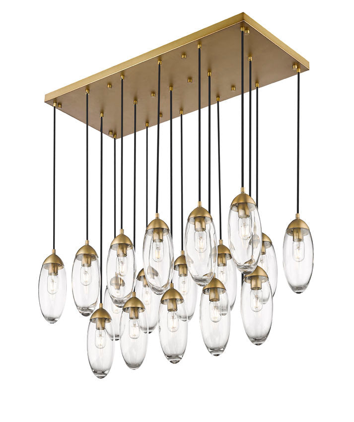 Z-Lite Arden 18" 17-Light Rubbed Brass Clear Glass Shade Linear Chandelier