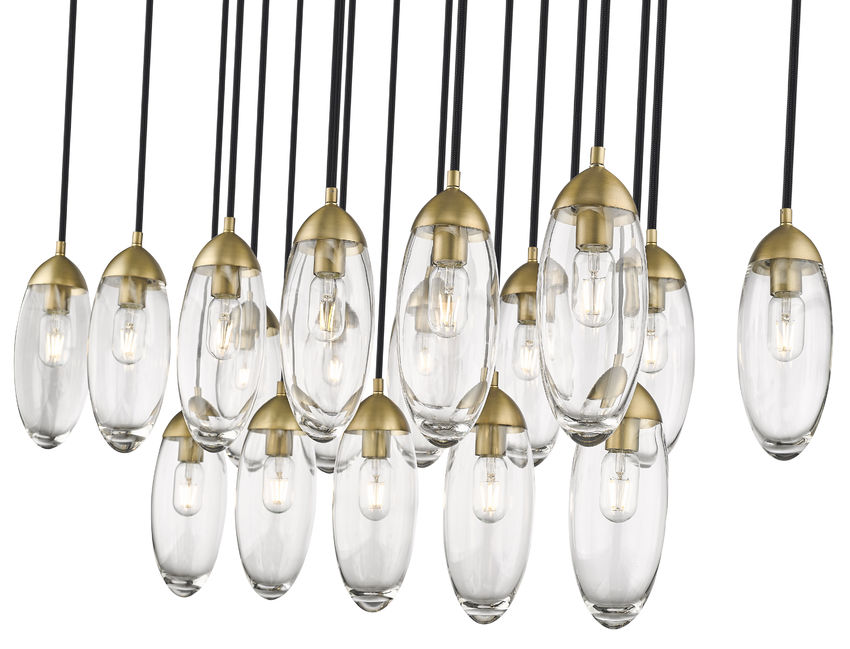 Z-Lite Arden 18" 17-Light Rubbed Brass Clear Glass Shade Linear Chandelier