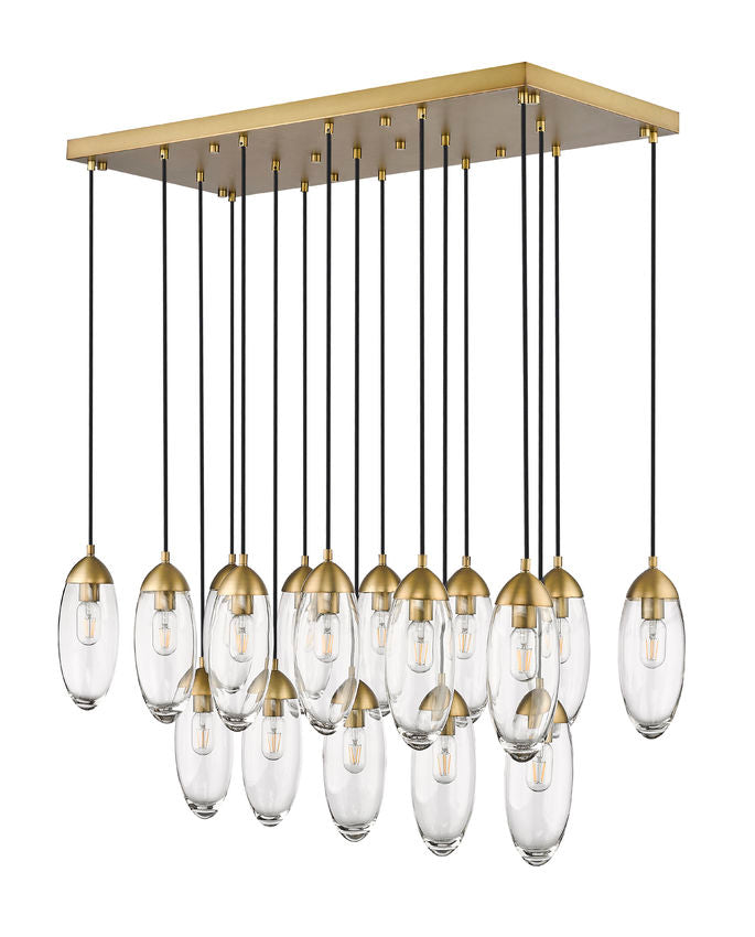 Z-Lite Arden 18" 17-Light Rubbed Brass Clear Glass Shade Linear Chandelier