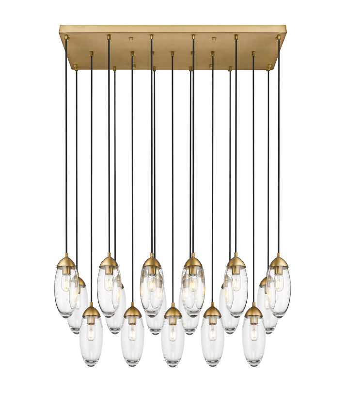 Z-Lite Arden 18" 17-Light Rubbed Brass Clear Glass Shade Linear Chandelier