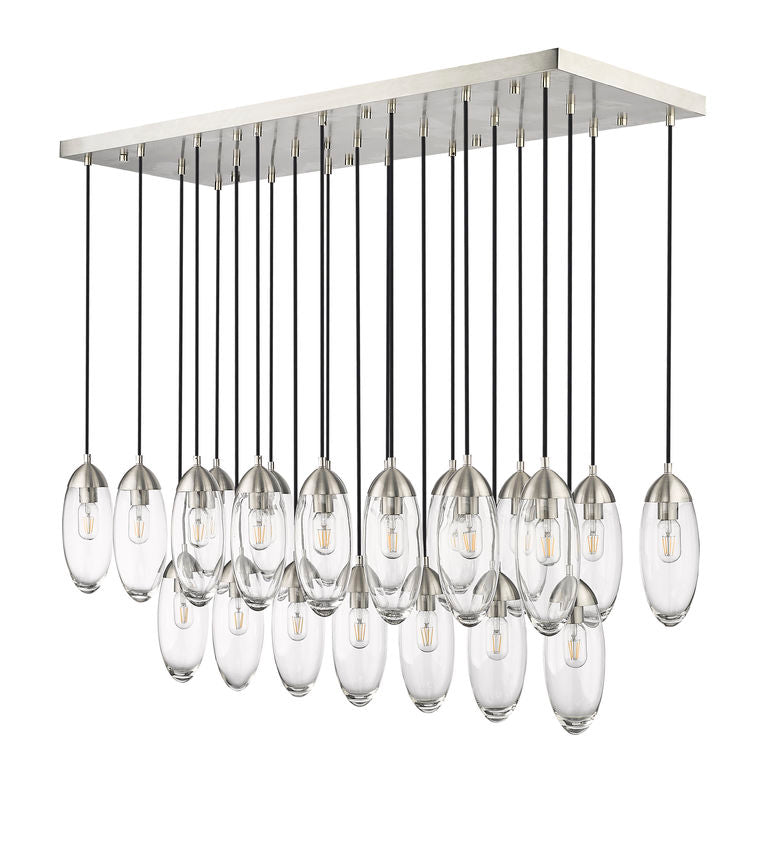 Z-Lite Arden 18" 23-Light Brushed Nickel Clear Glass Shade Linear Chandelier