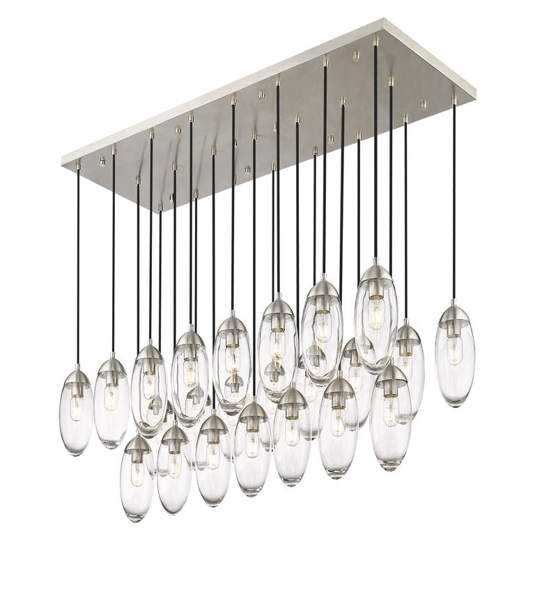 Z-Lite Arden 18" 23-Light Brushed Nickel Clear Glass Shade Linear Chandelier