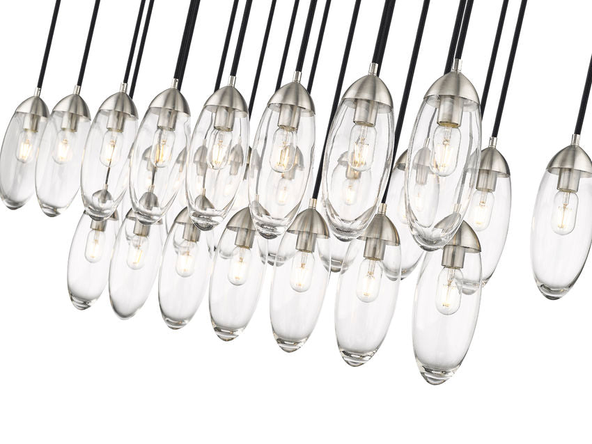 Z-Lite Arden 18" 23-Light Brushed Nickel Clear Glass Shade Linear Chandelier