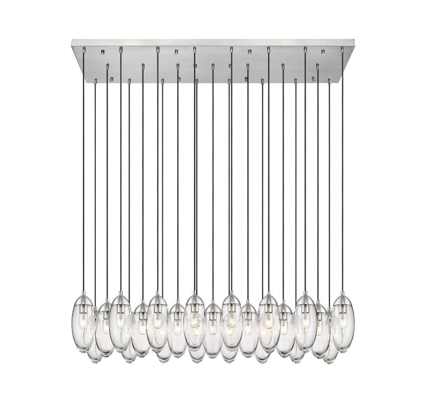 Z-Lite Arden 18" 23-Light Brushed Nickel Clear Glass Shade Linear Chandelier