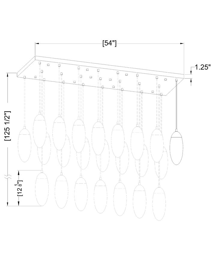 Z-Lite Arden 18" 23-Light Brushed Nickel Clear Glass Shade Linear Chandelier