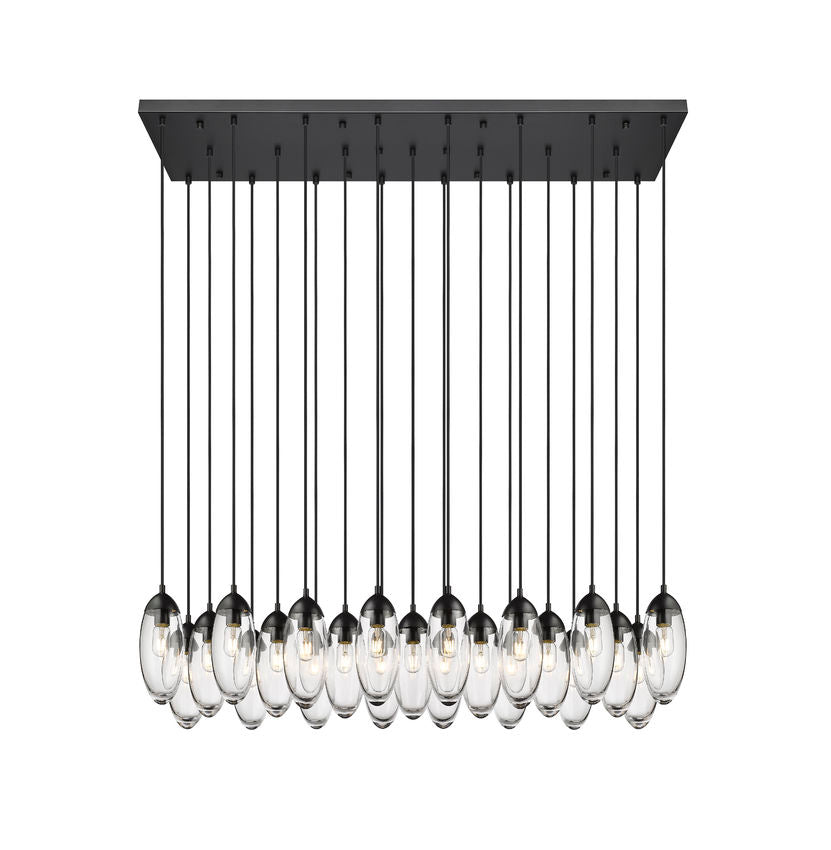Z-Lite Arden 18" 23-Light Matte Black Clear Glass Shade Linear Chandelier