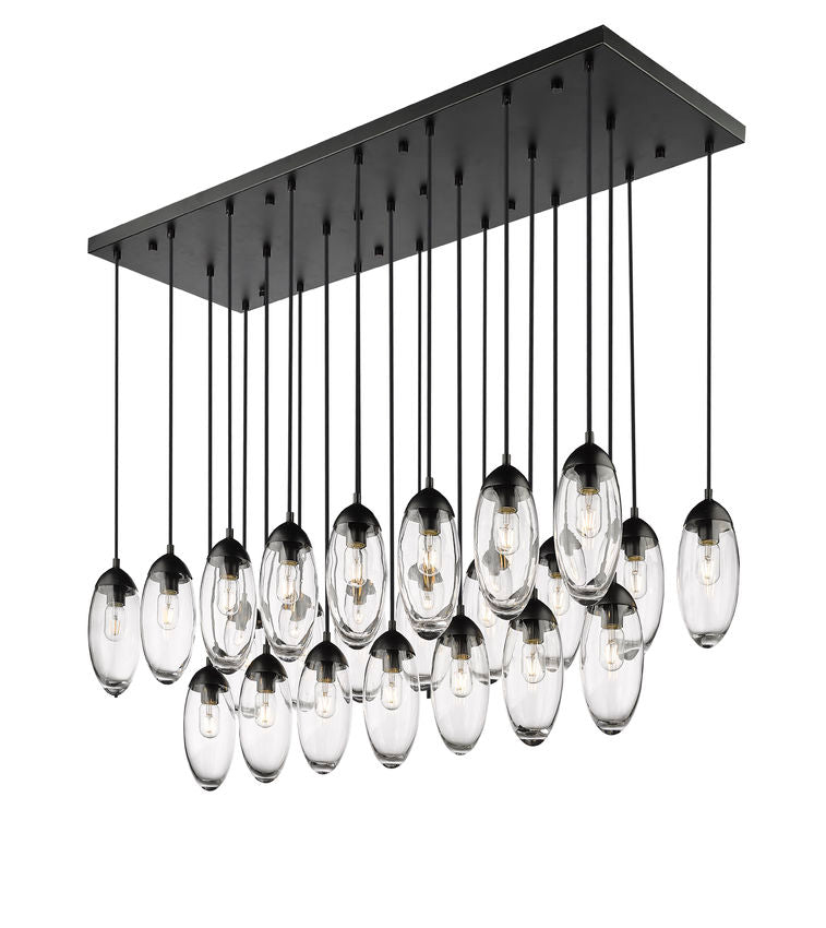Z-Lite Arden 18" 23-Light Matte Black Clear Glass Shade Linear Chandelier