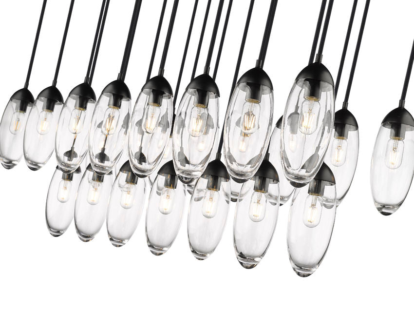 Z-Lite Arden 18" 23-Light Matte Black Clear Glass Shade Linear Chandelier