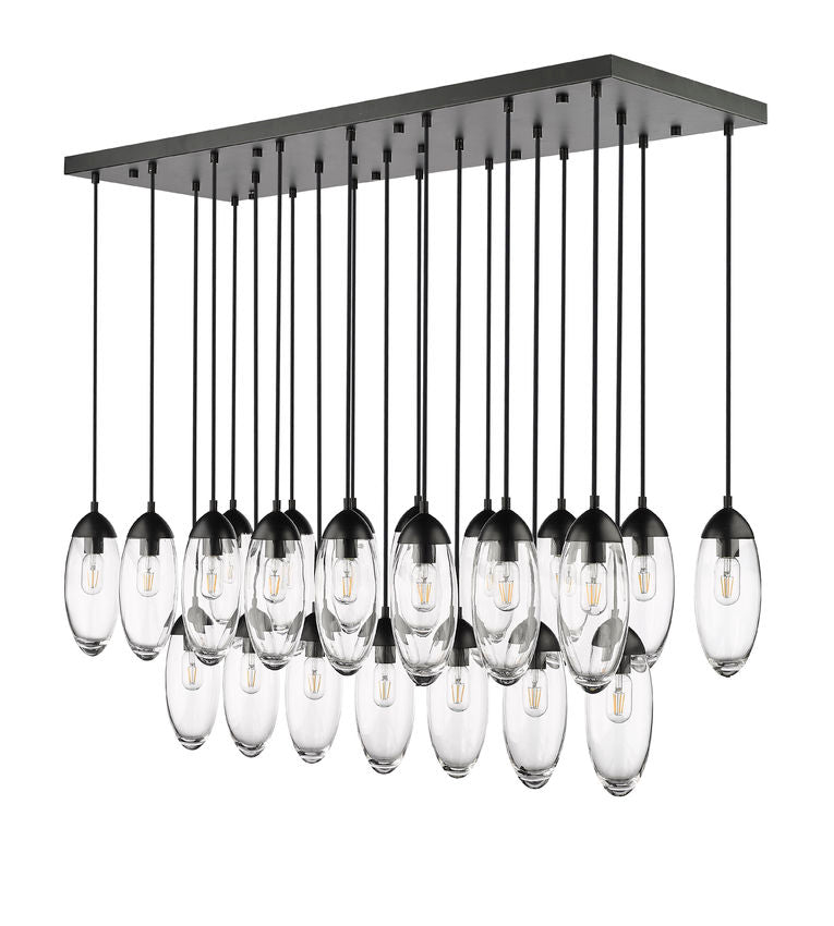 Z-Lite Arden 18" 23-Light Matte Black Clear Glass Shade Linear Chandelier