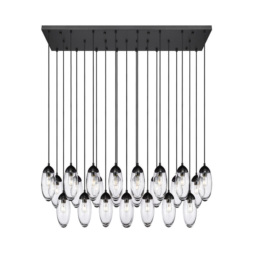Z-Lite Arden 18" 23-Light Matte Black Clear Glass Shade Linear Chandelier