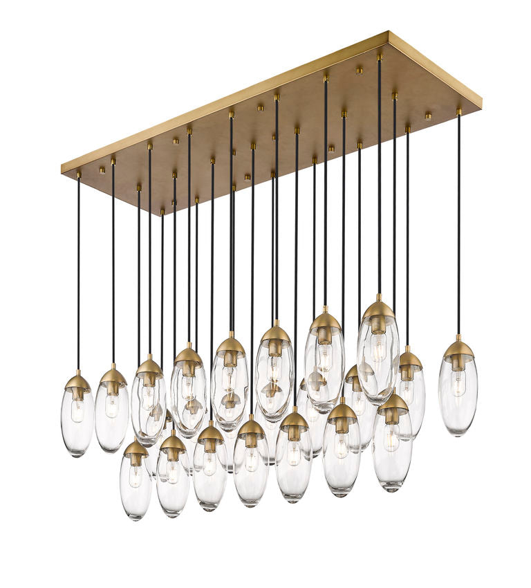 Z-Lite Arden 18" 23-Light Rubbed Brass Clear Glass Shade Linear Chandelier