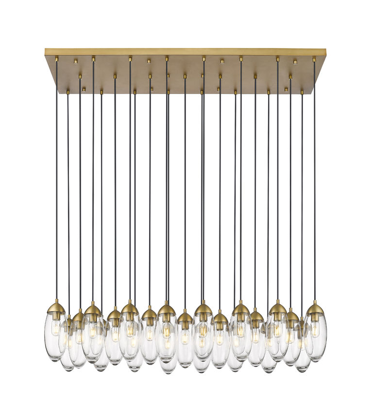 Z-Lite Arden 18" 23-Light Rubbed Brass Clear Glass Shade Linear Chandelier
