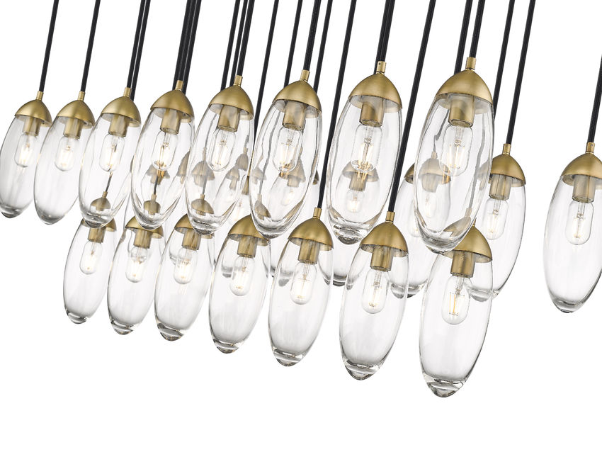 Z-Lite Arden 18" 23-Light Rubbed Brass Clear Glass Shade Linear Chandelier