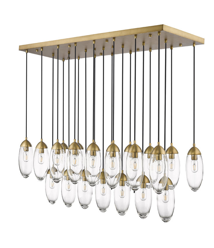 Z-Lite Arden 18" 23-Light Rubbed Brass Clear Glass Shade Linear Chandelier