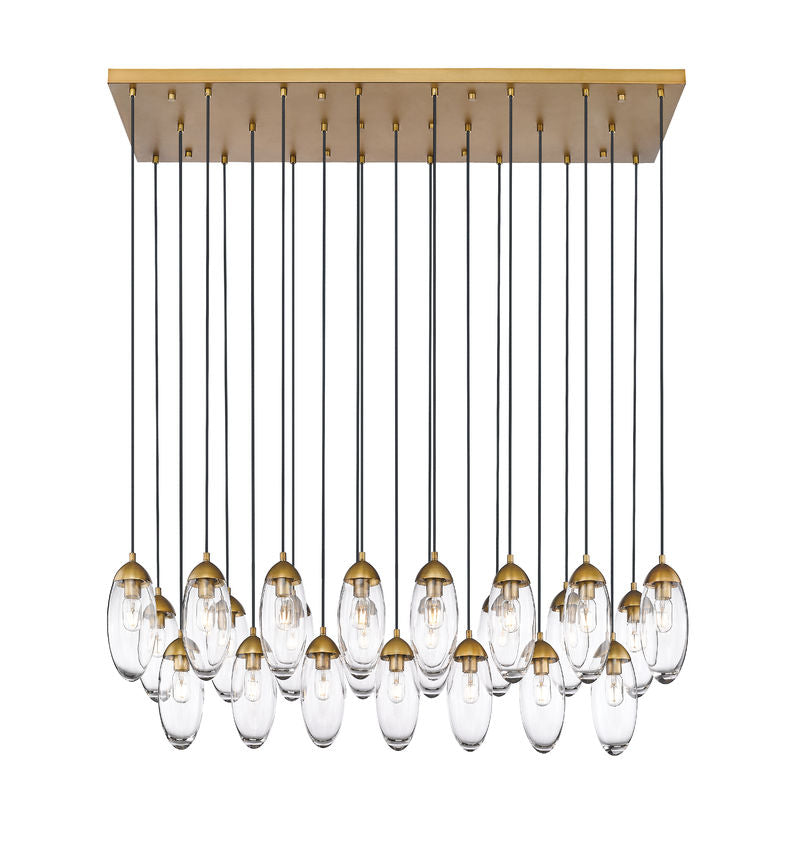 Z-Lite Arden 18" 23-Light Rubbed Brass Clear Glass Shade Linear Chandelier