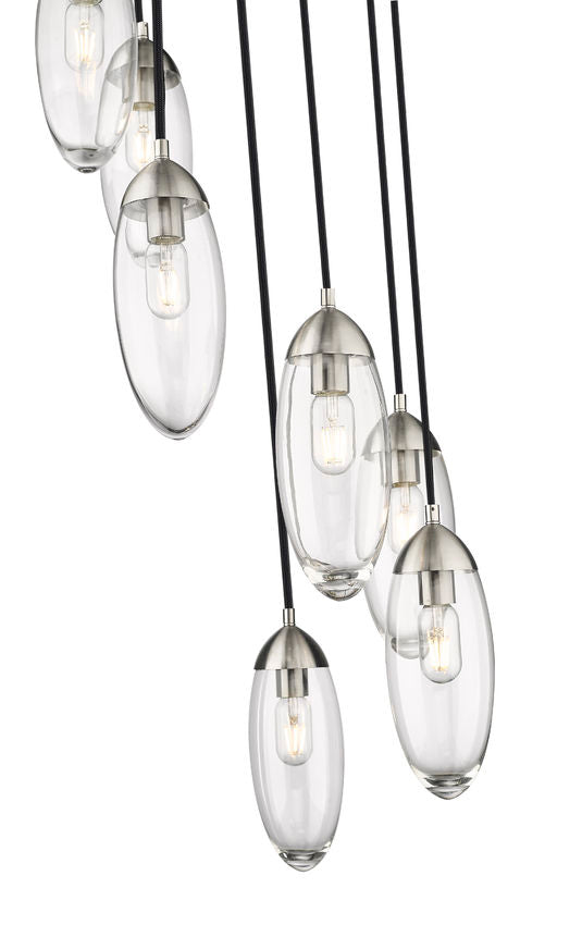 Z-Lite Arden 18" 7-Light Brushed Nickel Steel Clear Glass Shade Chandelier