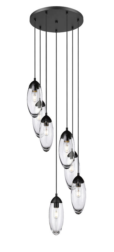 Z-Lite Arden 18" 7-Light Matte Black Steel Clear Glass Shade Chandelier