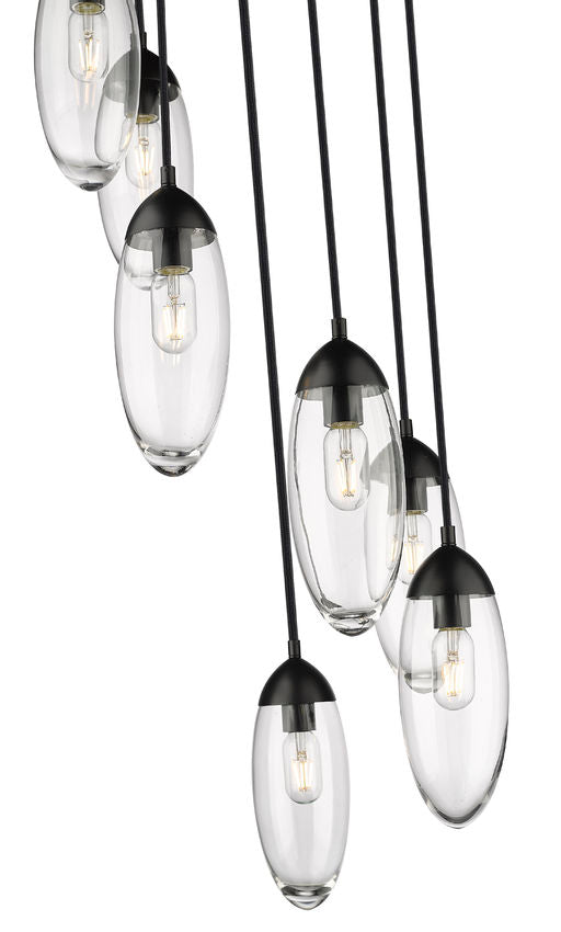 Z-Lite Arden 18" 7-Light Matte Black Steel Clear Glass Shade Chandelier