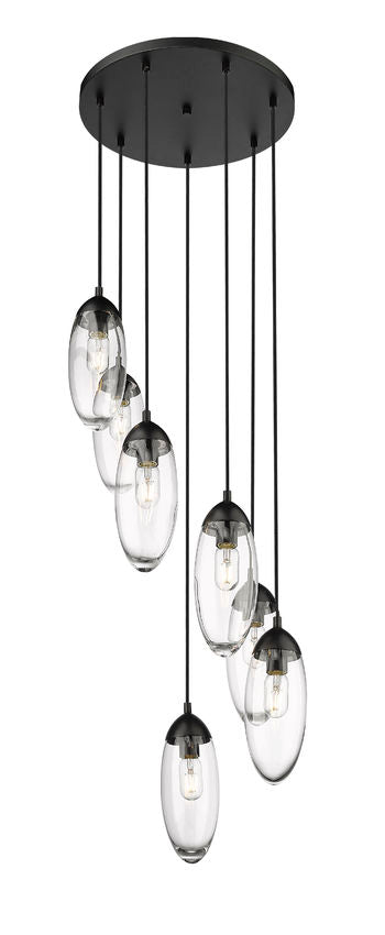 Z-Lite Arden 18" 7-Light Matte Black Steel Clear Glass Shade Chandelier
