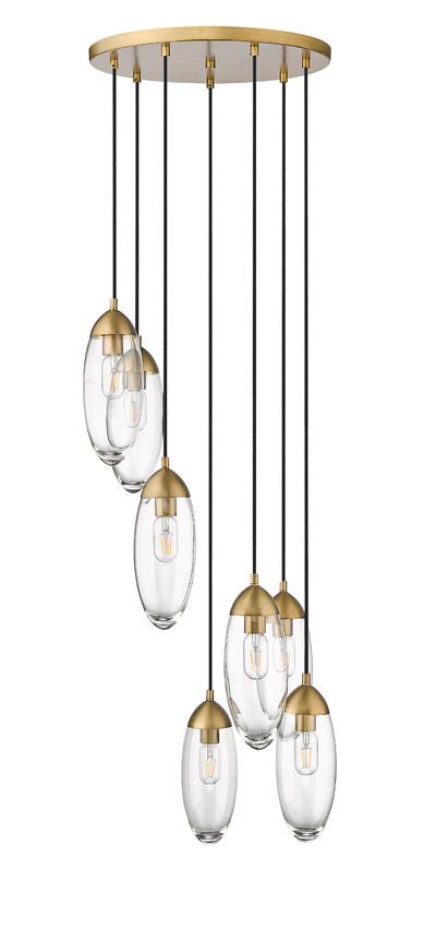 Z-Lite Arden 18" 7-Light Rubbed Brass Steel Clear Glass Shade Chandelier