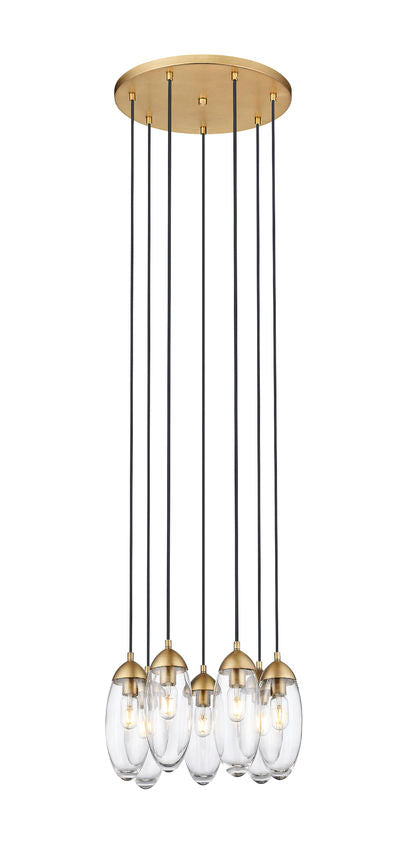 Z-Lite Arden 18" 7-Light Rubbed Brass Steel Clear Glass Shade Chandelier