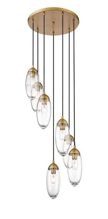 Z-Lite Arden 18" 7-Light Rubbed Brass Steel Clear Glass Shade Chandelier