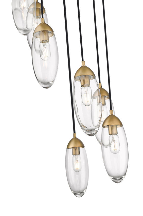 Z-Lite Arden 18" 7-Light Rubbed Brass Steel Clear Glass Shade Chandelier
