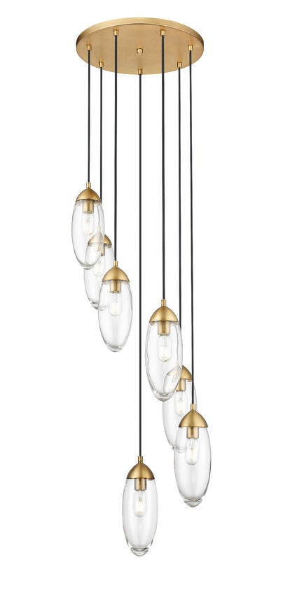Z-Lite Arden 18" 7-Light Rubbed Brass Steel Clear Glass Shade Chandelier