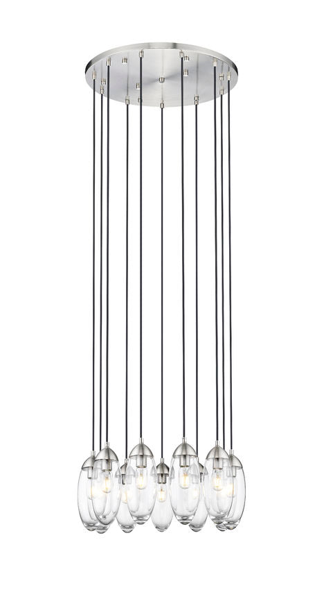 Z-Lite Arden 24" 11-Light Brushed Nickel Clear Glass Shade Chandelier