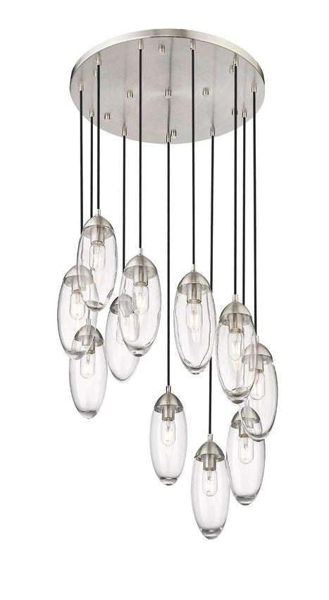 Z-Lite Arden 24" 11-Light Brushed Nickel Clear Glass Shade Chandelier