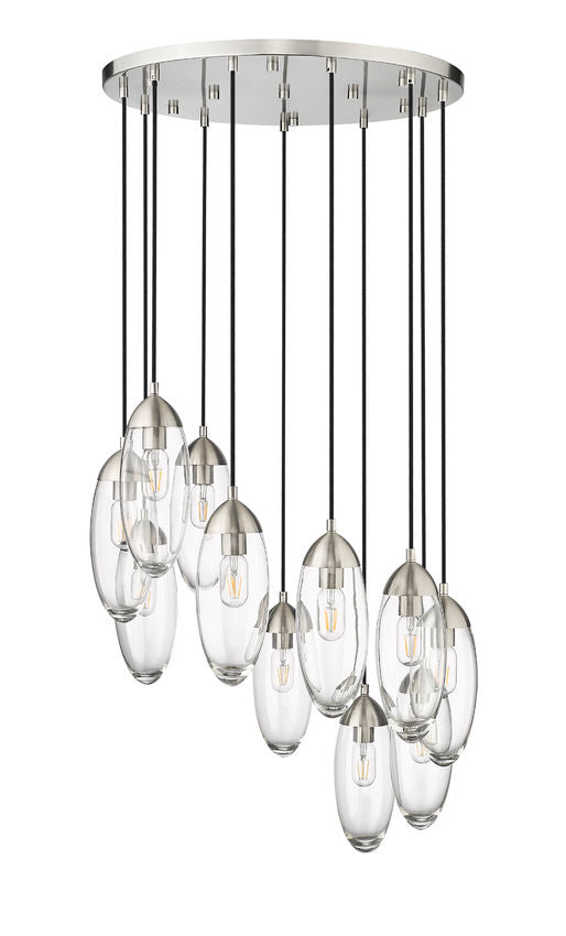 Z-Lite Arden 24" 11-Light Brushed Nickel Clear Glass Shade Chandelier