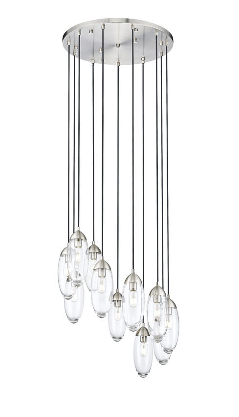 Z-Lite Arden 24" 11-Light Brushed Nickel Clear Glass Shade Chandelier