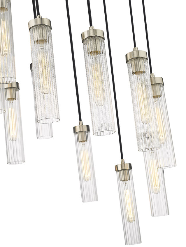 Z-Lite Arden 24" 11-Light Brushed Nickel Steel Clear Glass Shade Chandelier