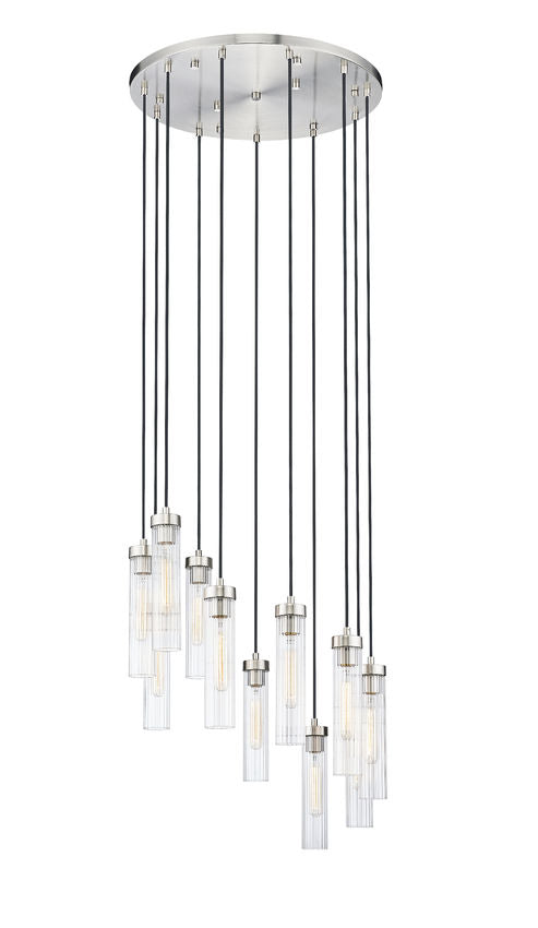 Z-Lite Arden 24" 11-Light Brushed Nickel Steel Clear Glass Shade Chandelier
