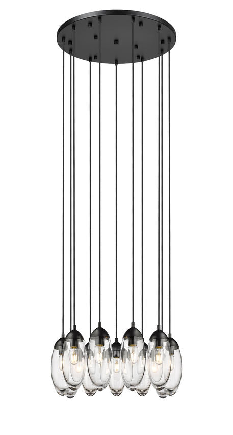 Z-Lite Arden 24" 11-Light Matte Black Clear Glass Shade Chandelier