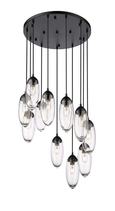 Z-Lite Arden 24" 11-Light Matte Black Clear Glass Shade Chandelier