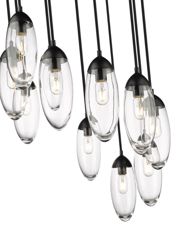 Z-Lite Arden 24" 11-Light Matte Black Clear Glass Shade Chandelier