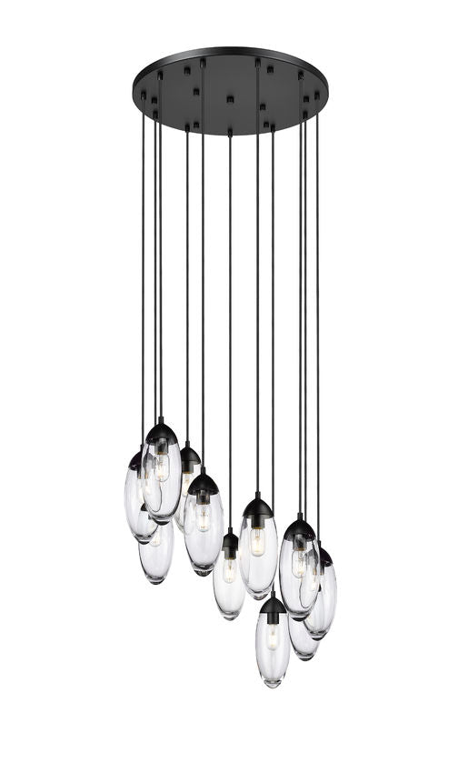 Z-Lite Arden 24" 11-Light Matte Black Clear Glass Shade Chandelier