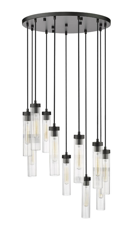 Z-Lite Arden 24" 11-Light Matte Black Steel Clear Glass Shade Chandelier