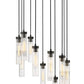 Z-Lite Arden 24" 11-Light Matte Black Steel Clear Glass Shade Chandelier