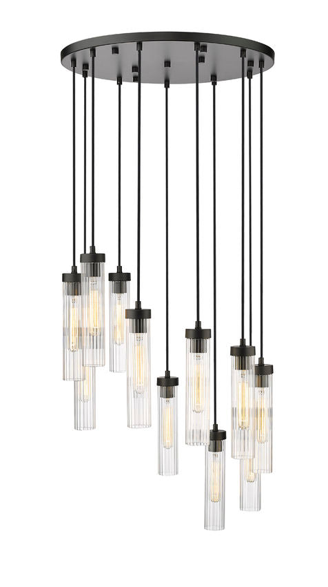 Z-Lite Arden 24" 11-Light Matte Black Steel Clear Glass Shade Chandelier