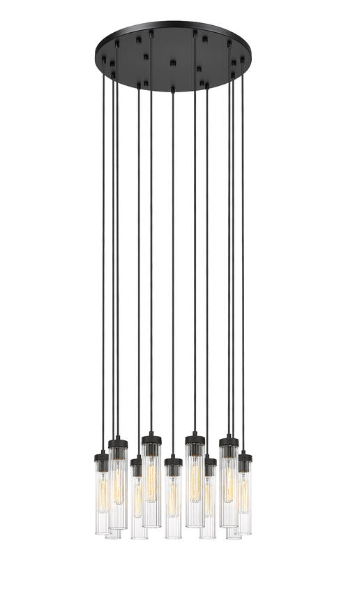 Z-Lite Arden 24" 11-Light Matte Black Steel Clear Glass Shade Chandelier