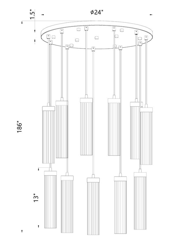 Z-Lite Arden 24" 11-Light Matte Black Steel Clear Glass Shade Chandelier