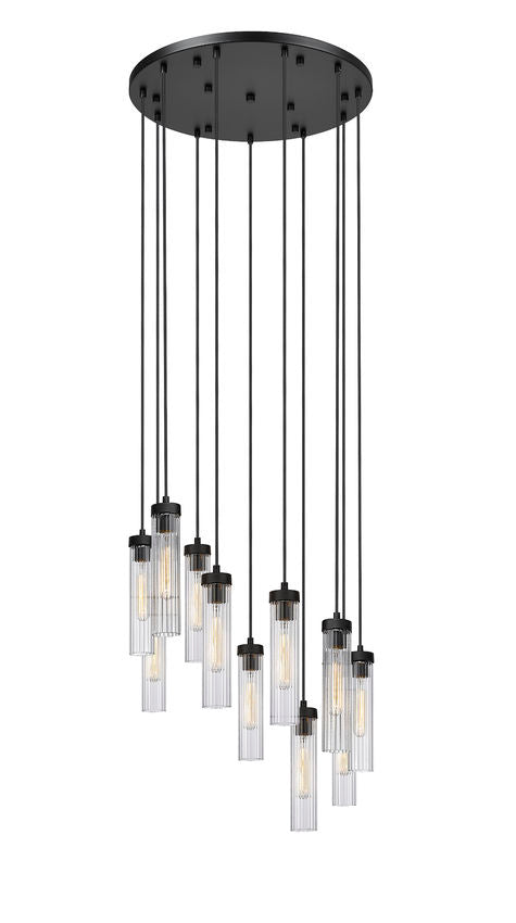 Z-Lite Arden 24" 11-Light Matte Black Steel Clear Glass Shade Chandelier