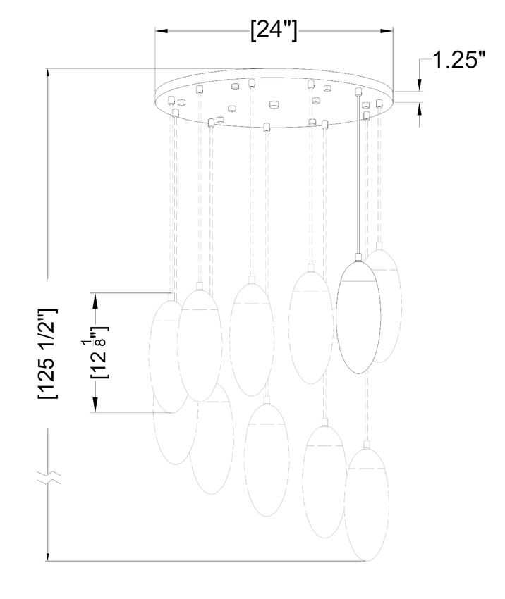 Z-Lite Arden 24" 11-Light Rubbed Brass Clear Glass Shade Chandelier
