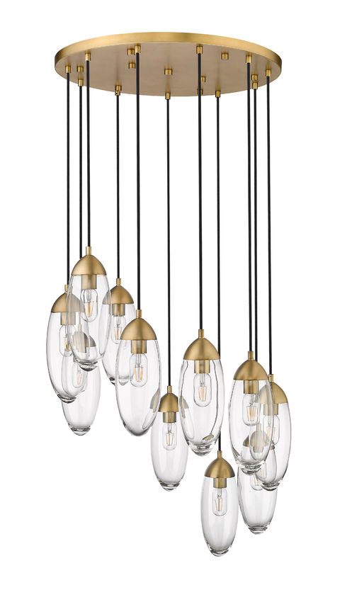 Z-Lite Arden 24" 11-Light Rubbed Brass Clear Glass Shade Chandelier