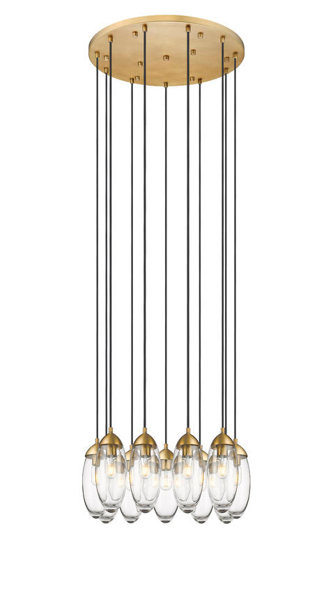 Z-Lite Arden 24" 11-Light Rubbed Brass Clear Glass Shade Chandelier