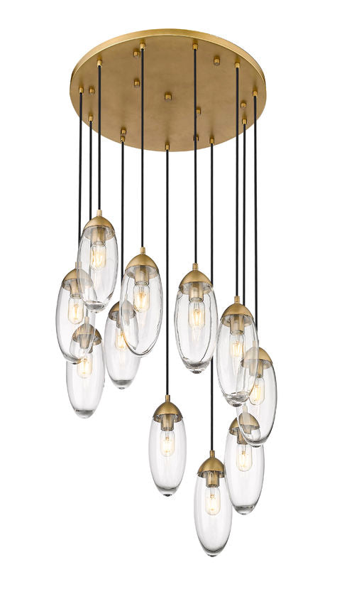 Z-Lite Arden 24" 11-Light Rubbed Brass Clear Glass Shade Chandelier
