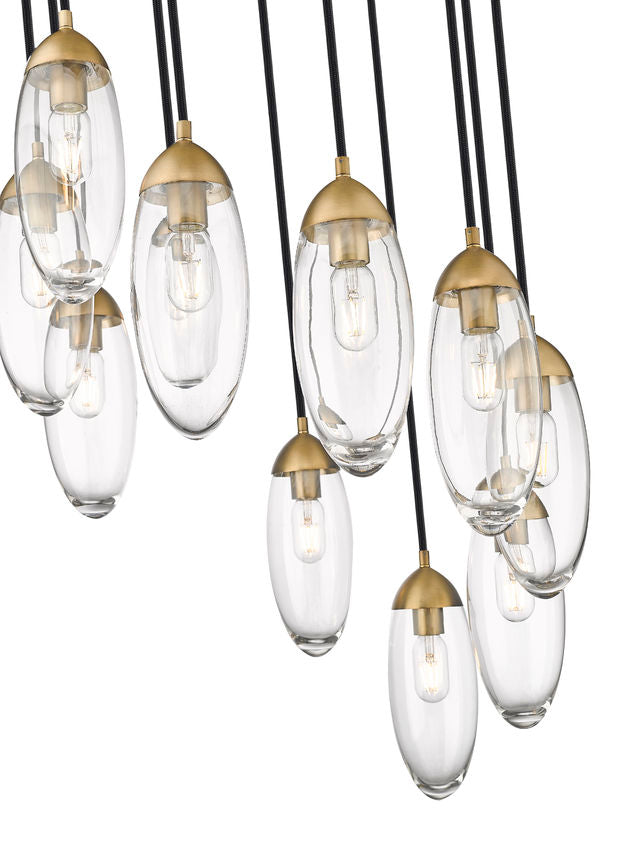 Z-Lite Arden 24" 11-Light Rubbed Brass Clear Glass Shade Chandelier